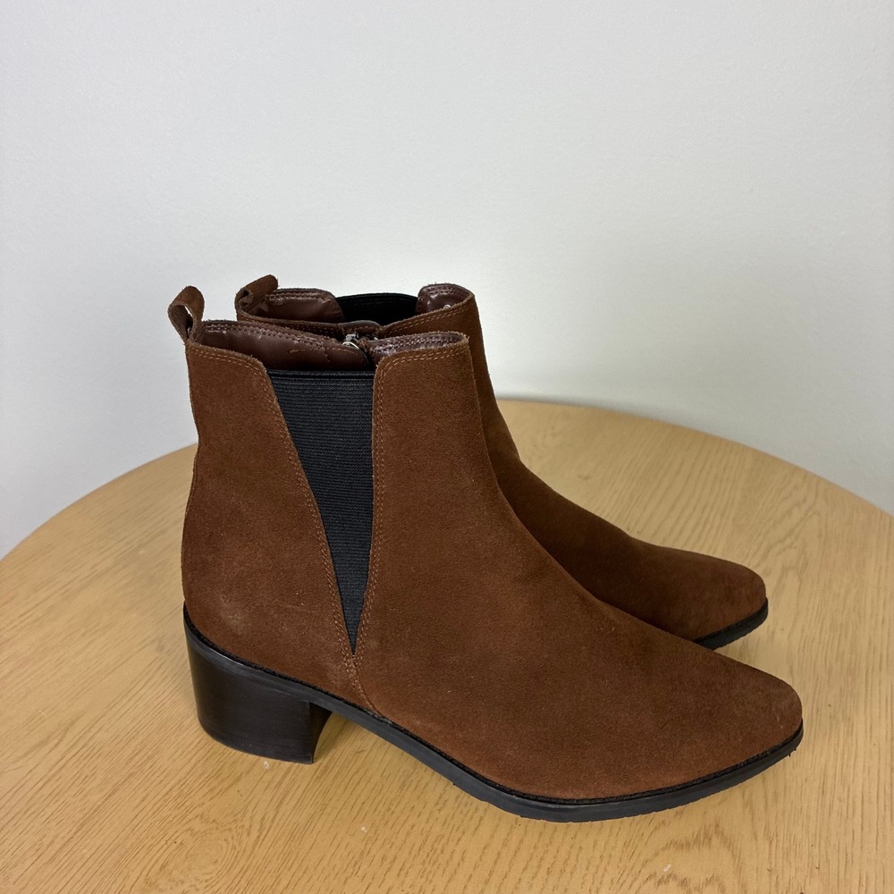 Blondo B6635-2B0 Brown Suede Waterproof Ankle Boots Womens 8.5M Pointed Toe